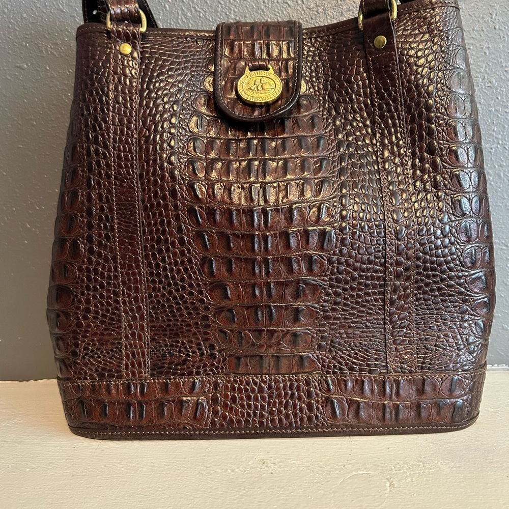 Vintage Brahmin Elegant Brown Crocodile-Embossed Women's Whitney Bag